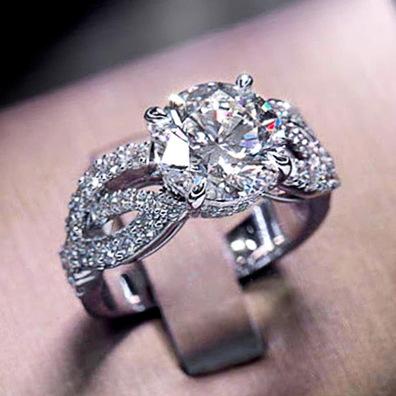 

European and American Design Classic Four Claw Zircon Engagement Ring Simple Ring Creative Fashion Zircon Accessories 6