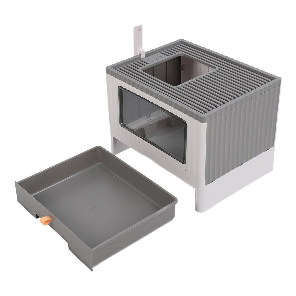 Enclosed Litter Box Foldable Top Entry Drawer Type Prevent Splashing Cat Toilet Box for Adult Cat Kitten