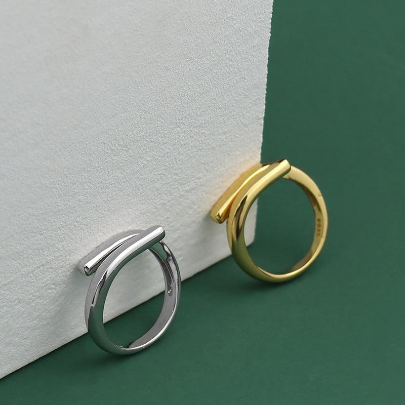 XIYANIKE Silver Color Double Layer Geometric Ring Female Charm Fashion Simple Opening Light Luxury Handmade Jewelry Gift