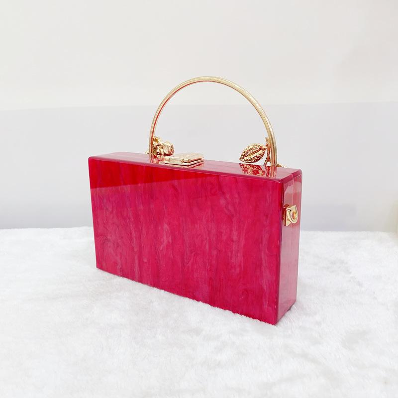 2024 New Acrylic Handbags Ladies Diamonds Leaves Flowers Evening Bags Handheld Crossbody Party Wedding Women's Small Square Bags
