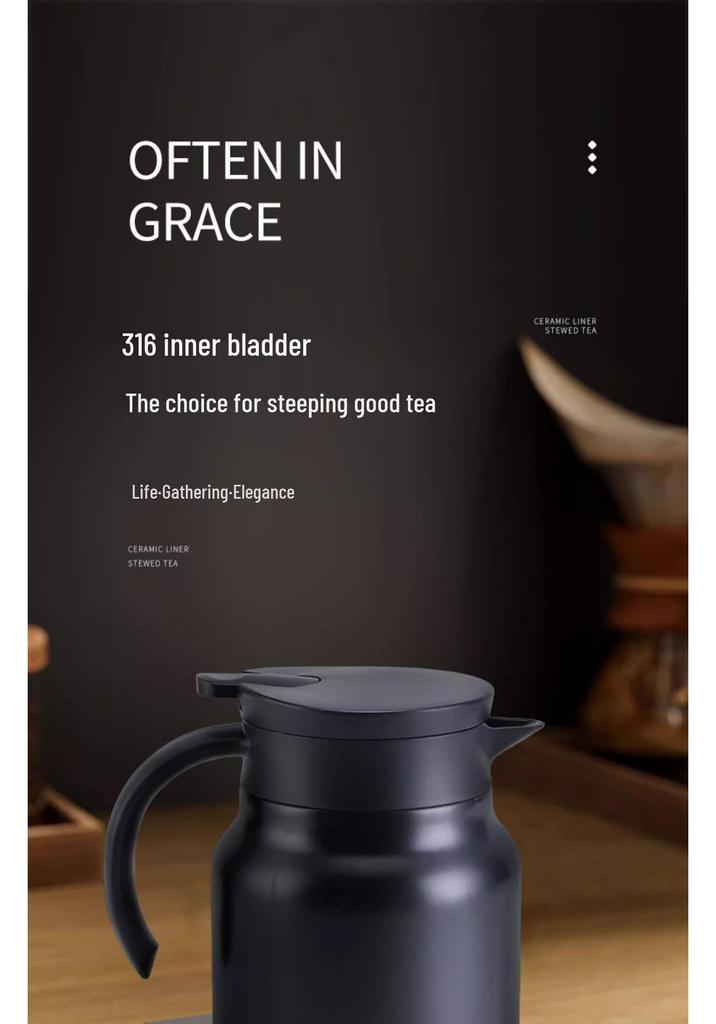 Large Capacity Insulated Stainless Steel Tea Infuser Kettle with Health-Supporting Stewing Pot