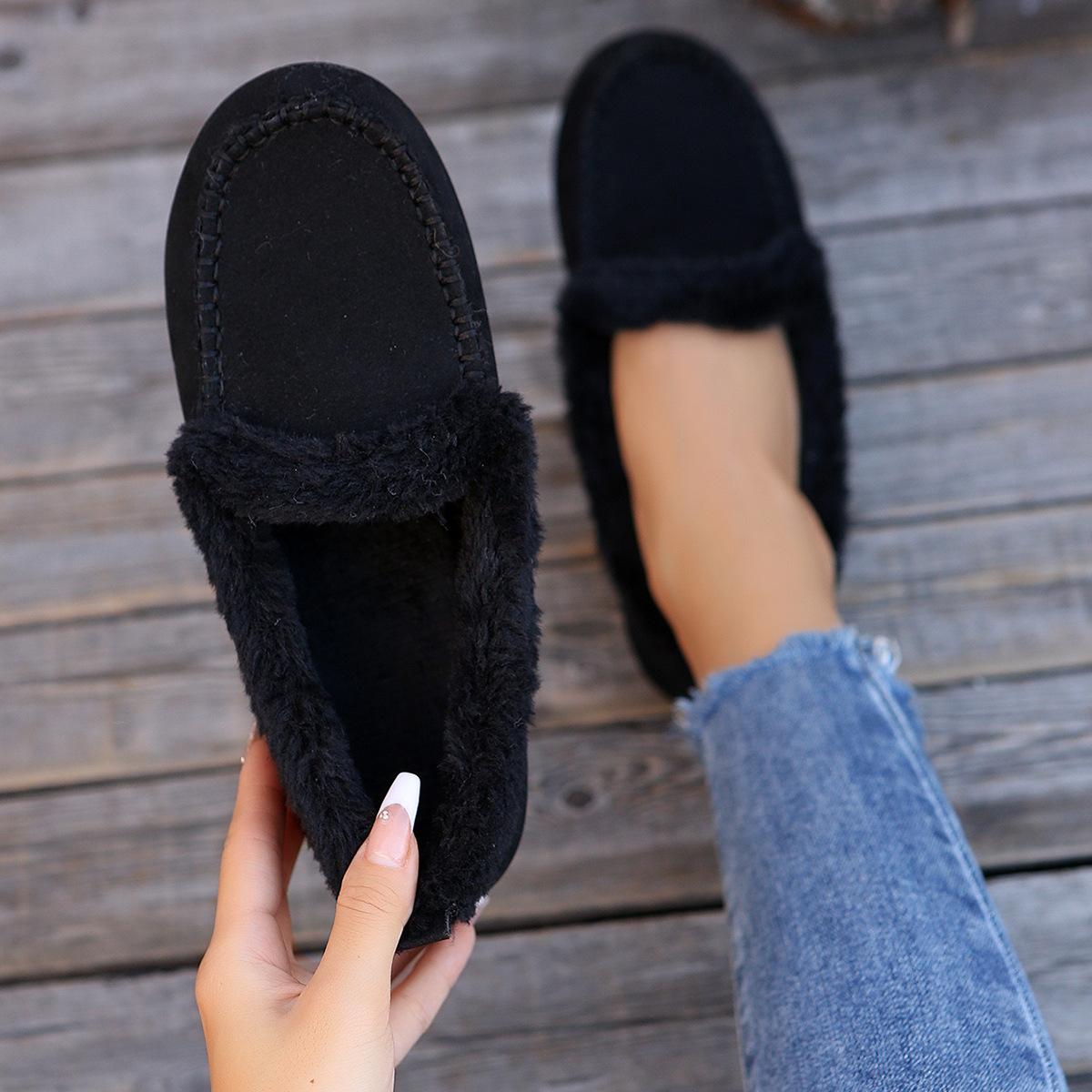 

Women Boots Winter Autumn Solid Casual Loafers Shallow Mouth Round Toe Boat Shoes for Women Comfortable Warm Soft Boots Women 43