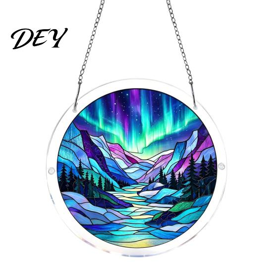 Non Fragile Glass Alternative 7.48 Inch Circular DIY Puzzle Suncatcher, Acrylic Stained Style Window Hanging Ornament, Unique Hobby Gift Waterproof