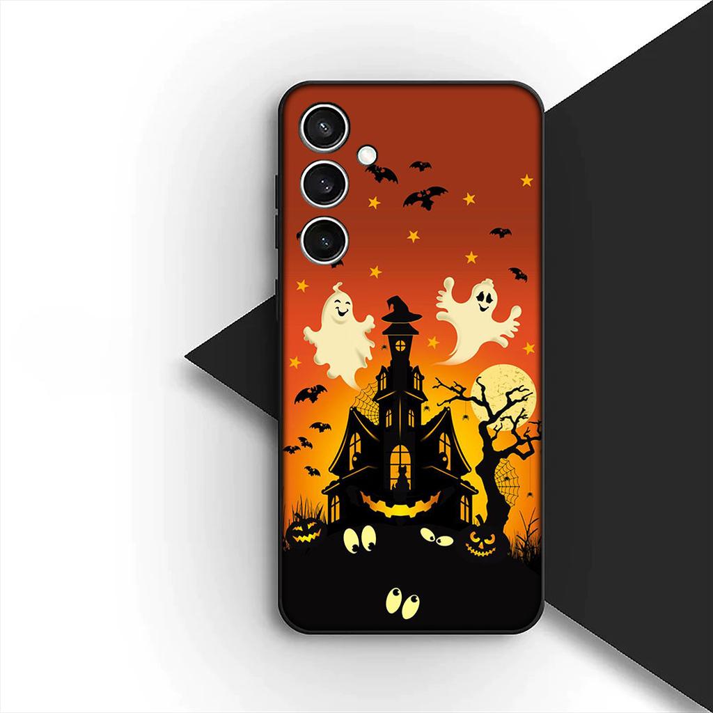 for Samsung Galaxy A35 A36 A55 A26 A05 A06 A14 A50 A51 A53 A54 A12 A13 A23 Phone Case with Little Ghost Halloween Pumpkin Flower