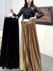 European & American Women's Metallic Pleated Midi Skirt - Spring/Summer Collection