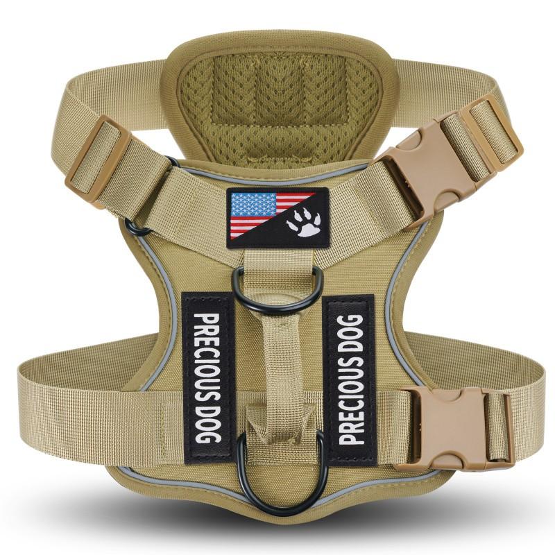 Large Dog Tactical Harness With Reflective Strips Adjustable Pet Leash Vest Night Walks S M L XL