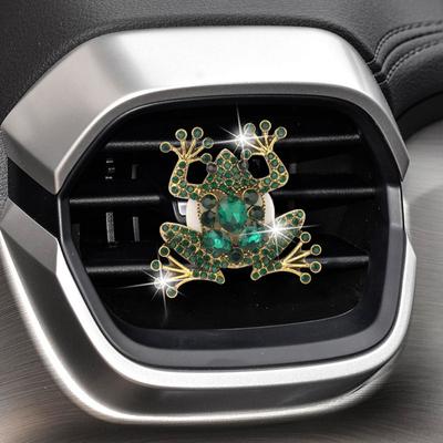 1 Buc Clip Drăguț Broască pentru Gura de Ventilație Auto, Clip Bling Odorizant de Aer, Difuzor Auto cu Strasuri, Decorațiune Creativă Accesorii Interioare Auto