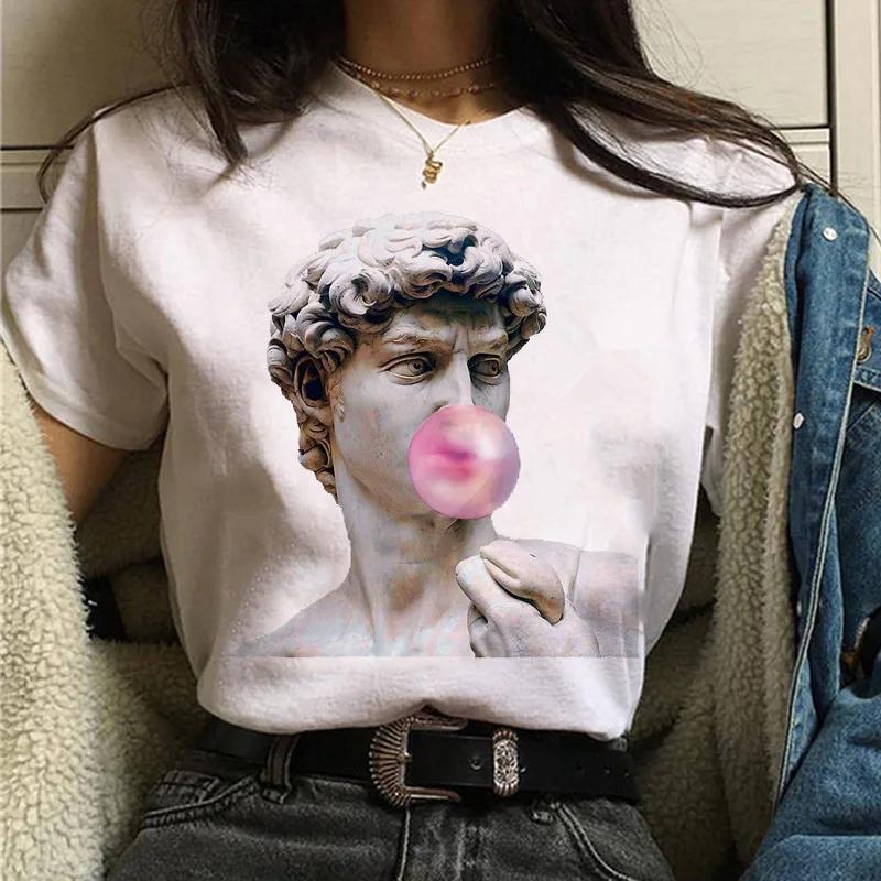 Aesthetic T Shirt Vaporwave Michelangelo Women Fashion New Harajuku Tshirt Casual Graphic Tshirt Female S