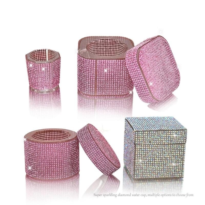 Multifunktionale Nailart-Tasse mit Strassdekoration zur Pinselreinigung und Schmuckpräsentation, zartes Aussehen