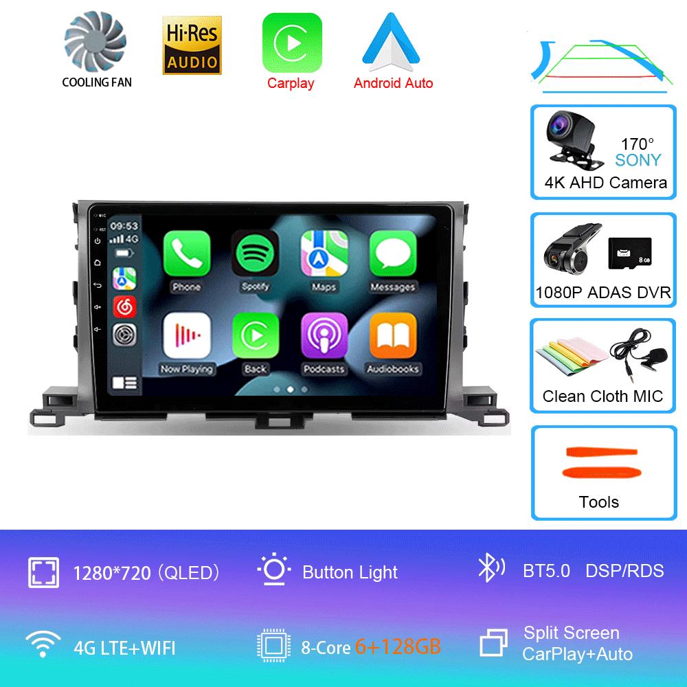 Für Toyota Highlander Kluger 3 XU50 2013 2014 - 2019 Autoradio Android 14 Navigation Multimedia-Player GPS WiFi+4G Carplay Auto