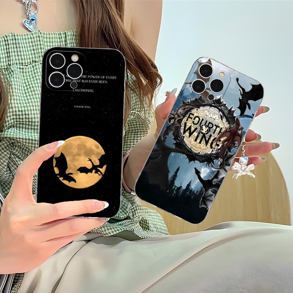 Anime Fourth Wing Phone Case for iPhone 16 15 14 13 12 11 X XR XS 8 6 Pro Max Plus Mini Clear Colour Printing Smartphone Cover