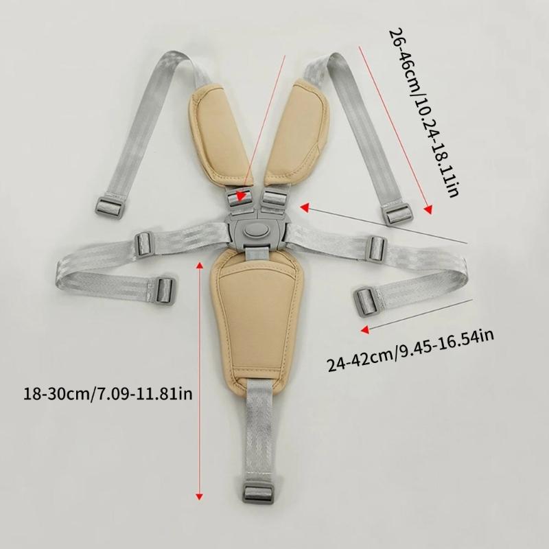 Universal 5 Point Infant Safety Belt Adjustable Length Highchair Strollers Harness Soft PU Crotch Support Nylon Straps