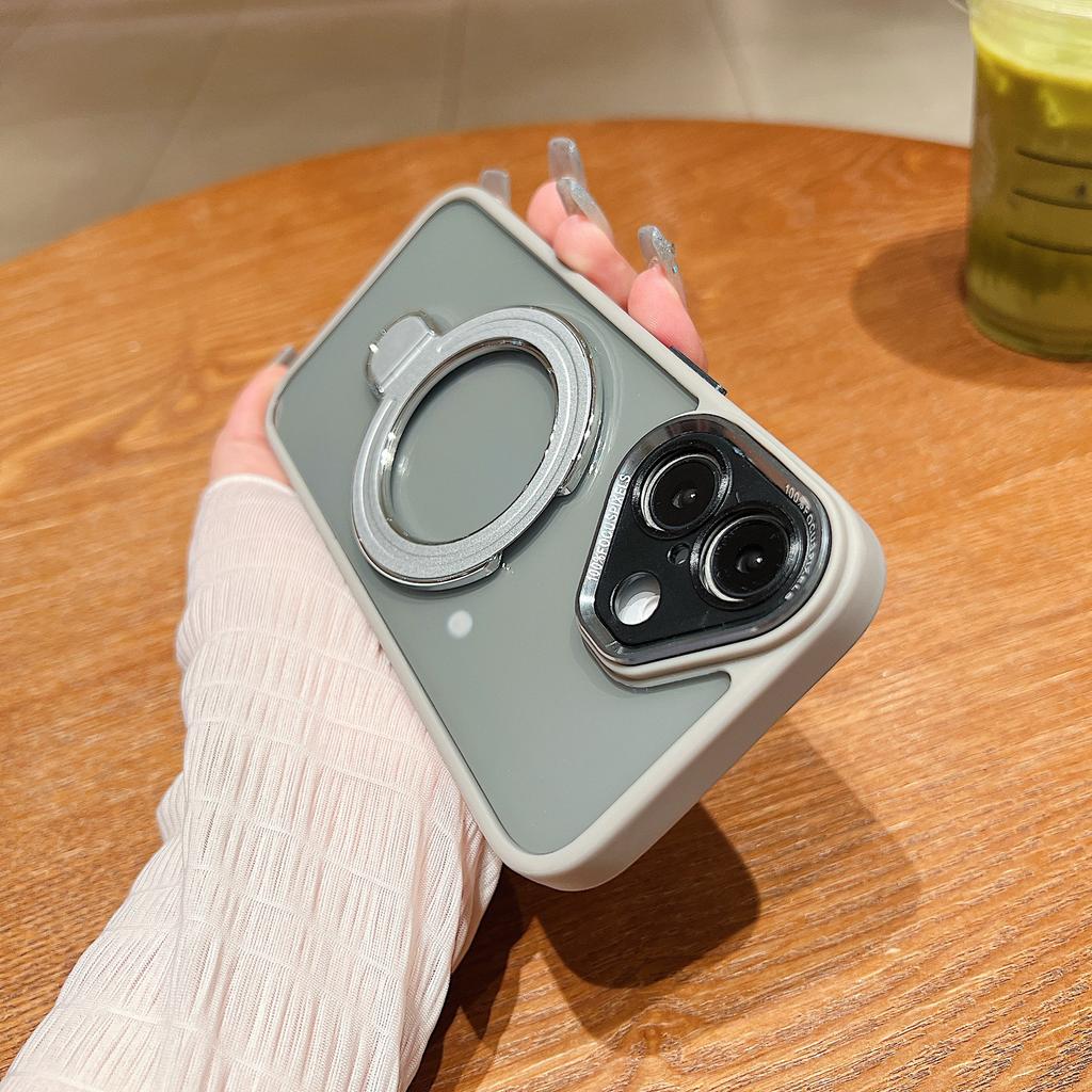 Gilt titanium gray, suitable for iPhone15 magnetic suction bracket, mobile phone case 14Pro lens glass anti-drop protective case 123