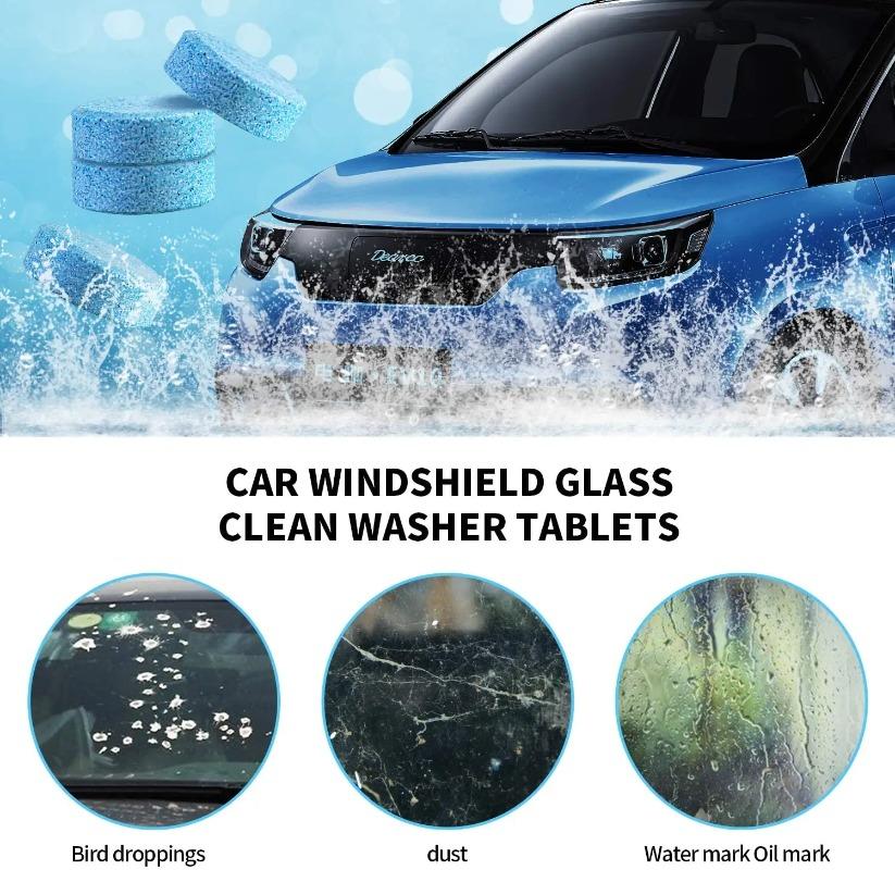 50 Tabletas Concentradas Detergente Limpiador Efervescente para Parabrisas de Coche Ultraclaro Limpiacristales para Hogar Inodoro