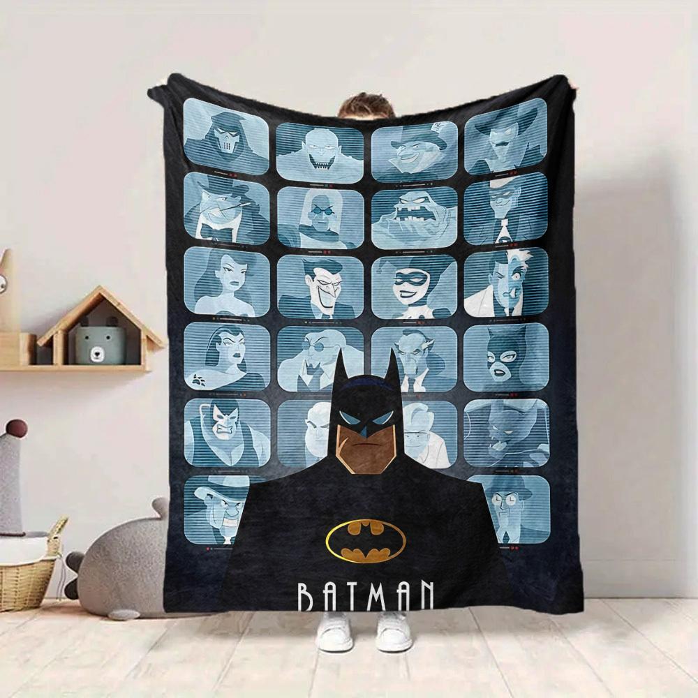 1pc Batman Flannel Throw Blanket - HD Printed Lightweight Soft Warm All-Season Blanket for Sofa, Bed, Travel034