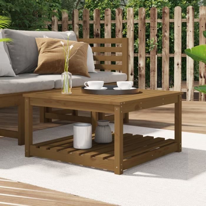 VidaXL Garden Table Honey Brown 82.5x82.5x45 Cm Solid Pine Wood 824144