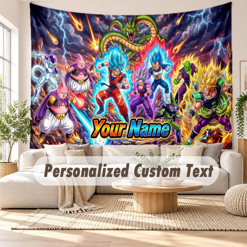 Custom Name Wall Hanging Tapestry,Dragon Ball Decorative Backdrop Tapestry For Dorm Home