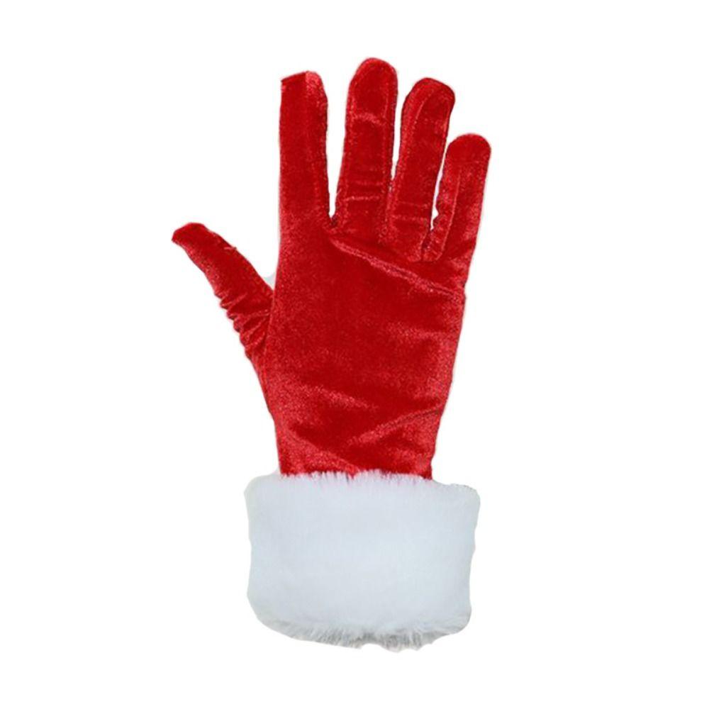 Red Velvet Velvet Mittens Warm Santa Claus Gloves Fashion Full Finger Gloves  Cosplay Party