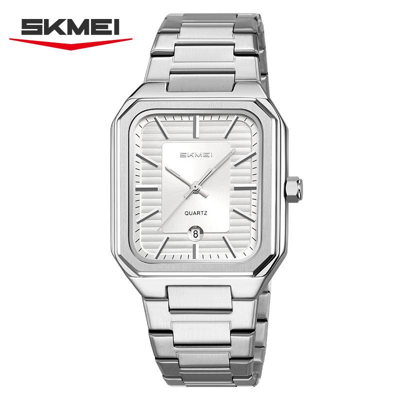 

НОВЫЕ Кварцевые Наручные Часы Ремешок из Нержавеющей Стали Простой Прямоугольный Циферблат Кварцевые Часы для Мужчин Часы Водонепроницаемые серебряный