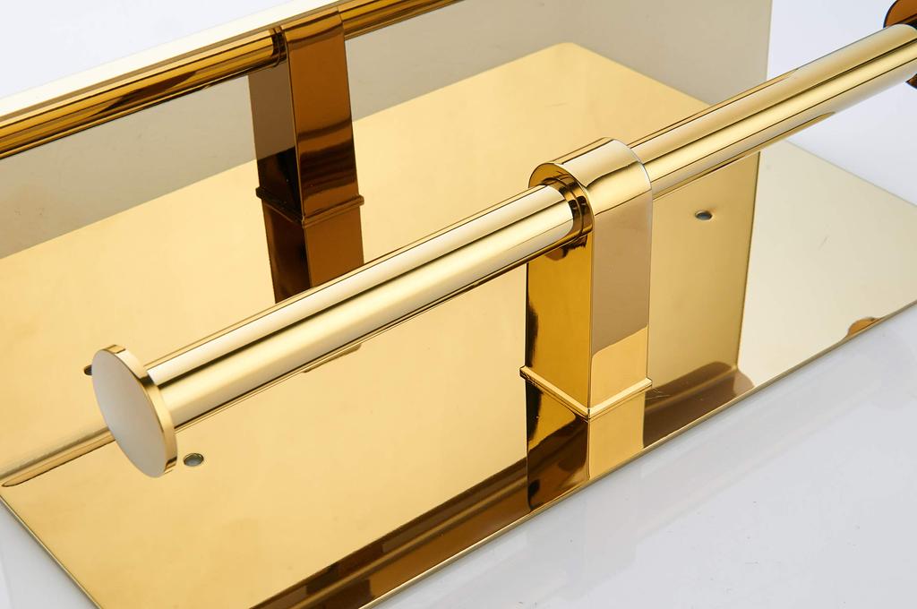 BGL Double Toilet Paper Holder, Stainless Steel 304, Wall Mount, with 2-Head Roll Tissue Holder and Shelf (Gold)