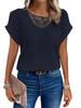 2025 Spring/Summer Lace Patchwork Casual Short Sleeve T-shirt for Women