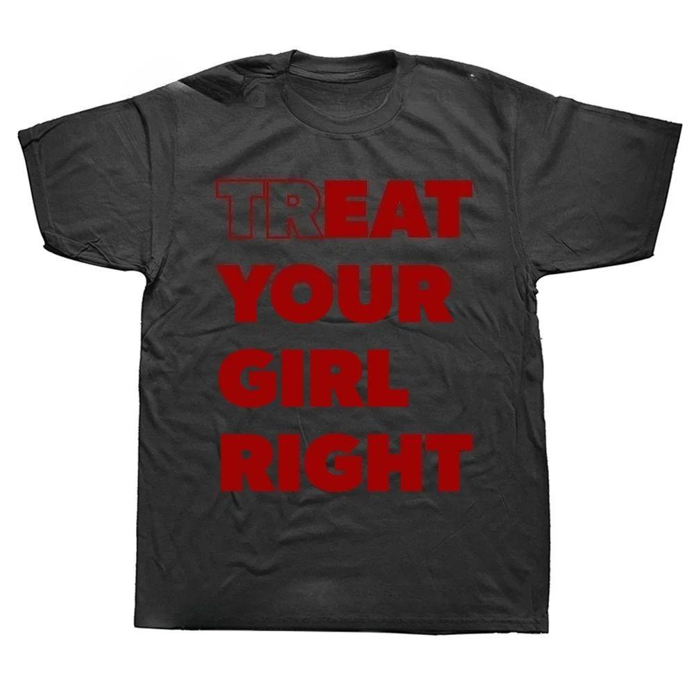 Mangia Coccola la Tua Ragazza Bene Stampa Divertente con Scritta T-shirt Moda di Strada Casual Larga T-shirt da Uomo Donna Stile Harajuku T-shirt Grafiche