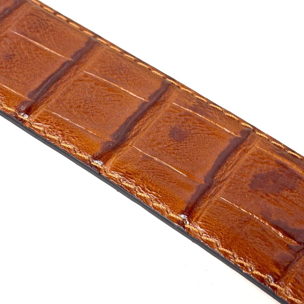 [FashionBerry] Camel Italian Leather Belt, Crocodile Embossed Leather, Men's & Women's, Italian Leather Belt, Business, Formal, Brand, Handmade,
