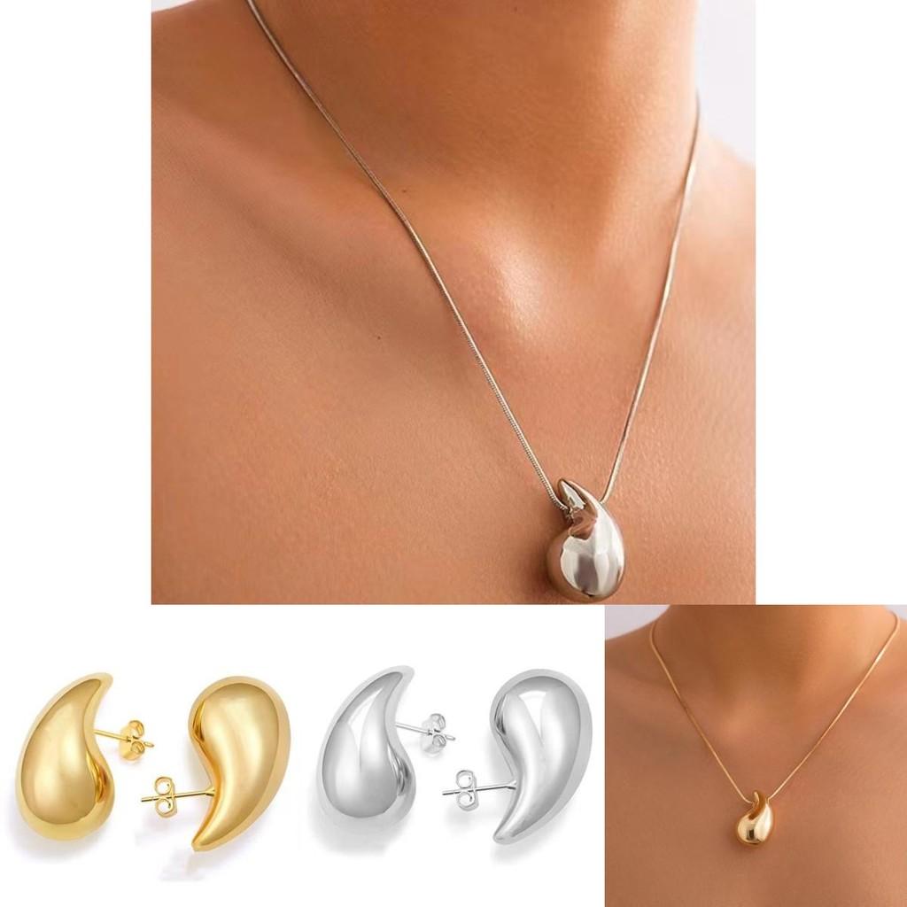 Modern Water Minimalist Drop Earrings And Necklaces In Luxurious Gold And Silver Fashionable Accessories