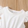 Baby Mädchen Bekleidungsset 0-2 Jahre Kurzarm Oberteile und Shorts Kleinkind Mädchen Spitze Patchwork Outfit Frühling Sommer Tägliche Kleidung für 0-24M