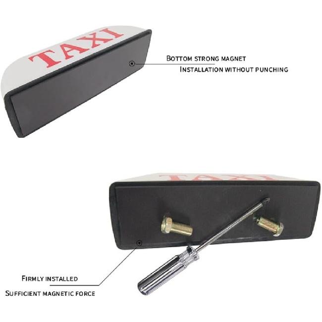 Taxi Sign Cab Lights Magnetic Car Roof Taxi Top Sign Indicator Lights Lamp Topper Car Light 12V Automotive Car Top Light Waterproof & 25cm Power