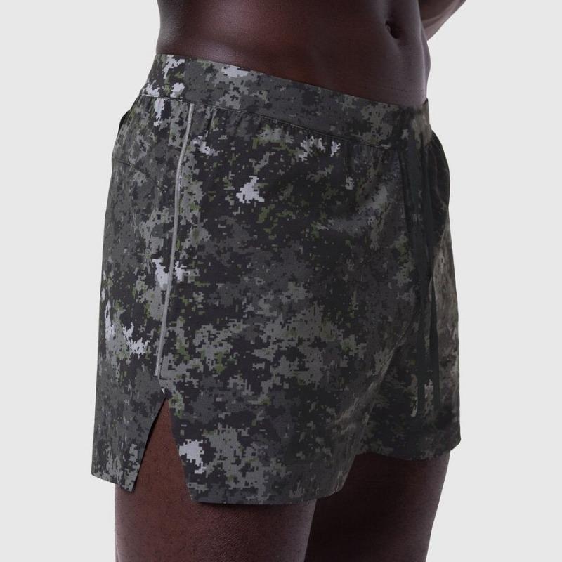 Men Quick Dry Running Shorts Elastic Waist Drawstring Split Hem Gym Wear