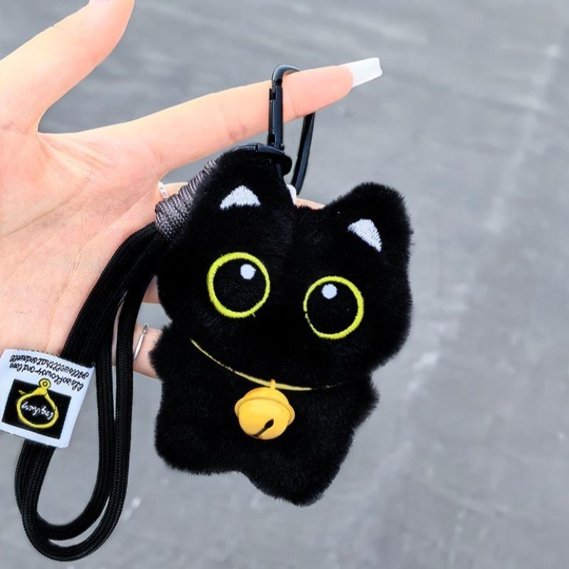 Cute Black Kitty Plush Keychains Soft Kawaii Cat Plshie Doll Pendant Car Keyring Kitten Toy Doll for Friends Brithday Gifts