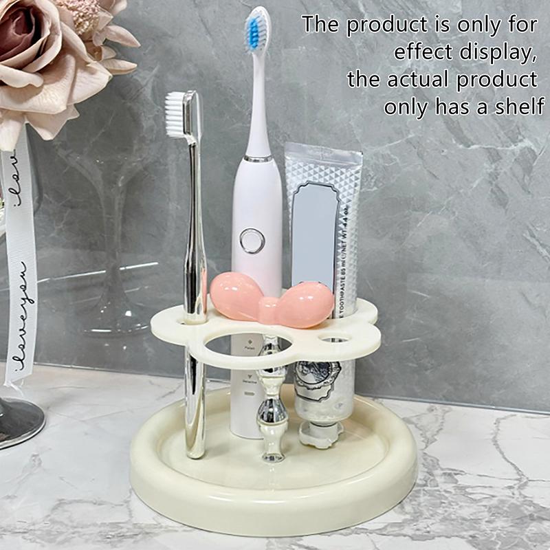 

Flower Shape Acrylic Electric Toothbrush Holder Toothpaste Storage Rack Makeup Brush Storage Rack Bathroom Desktop Organizer 1 білий