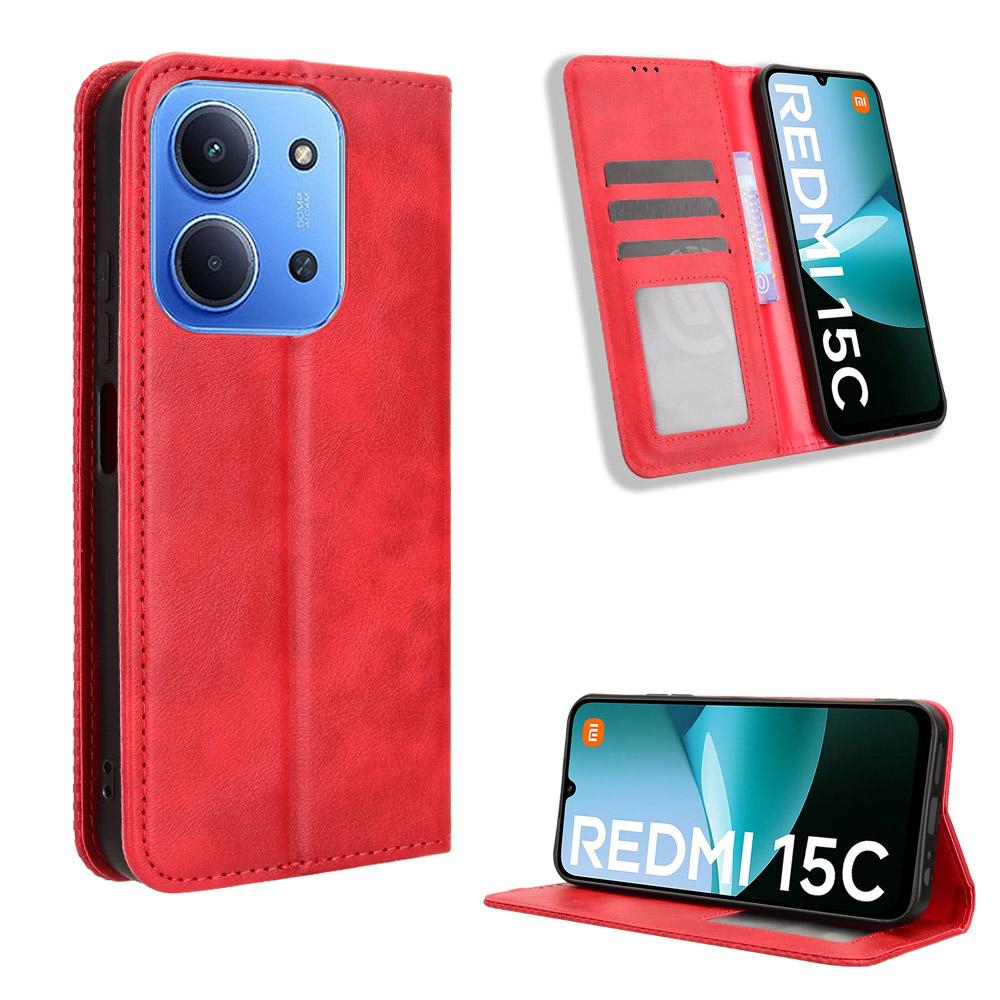 Pentru Xiaomi Redmi 15C 4G (Global) (171 mm)/Poco C85 4G (171 mm) Husa din piele suport portofel Husa telefon cu textura retro