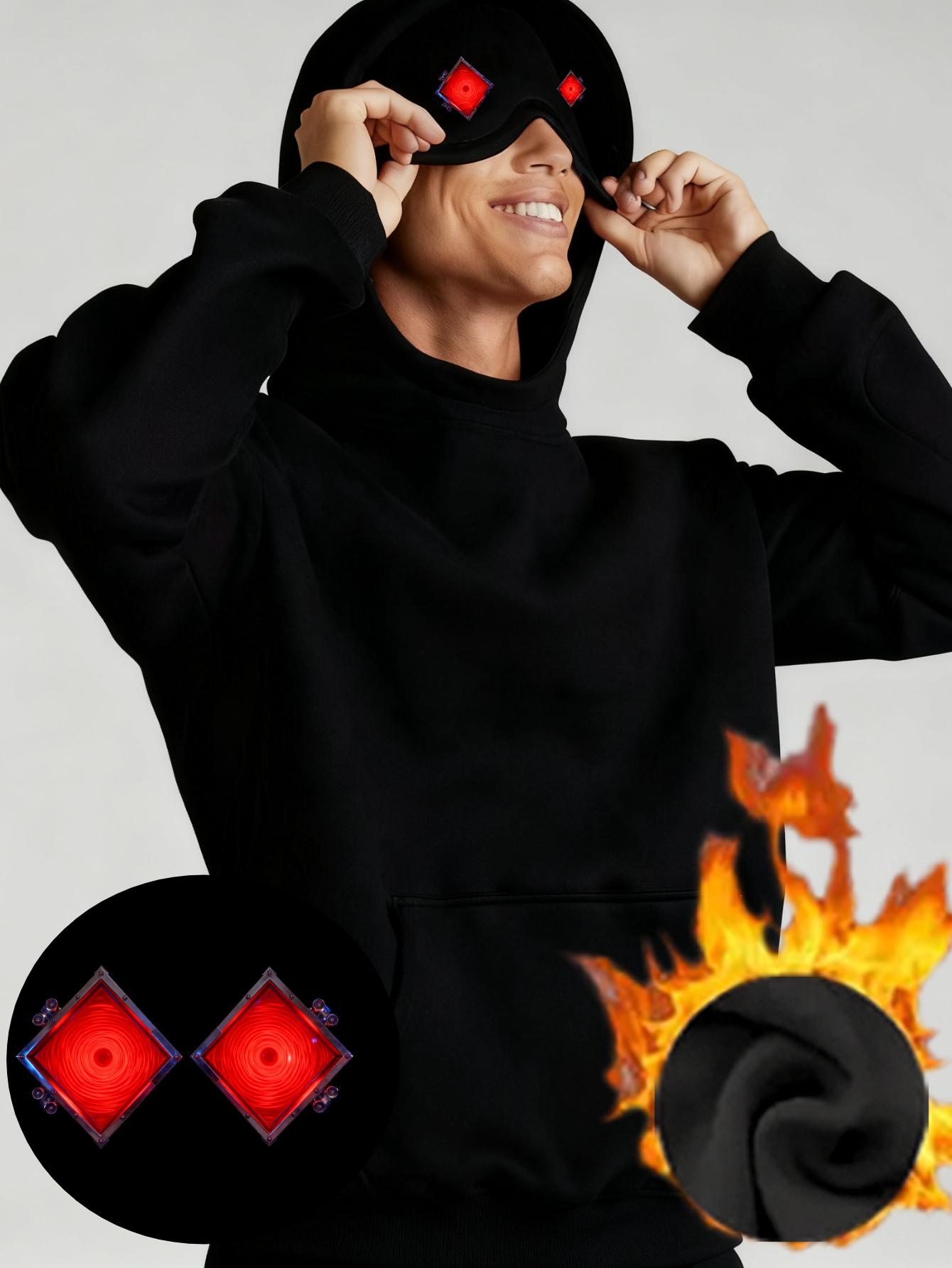 Hooded Sweatshirt with Eye Mask for Men, Stylish & Functional XXL чёрный