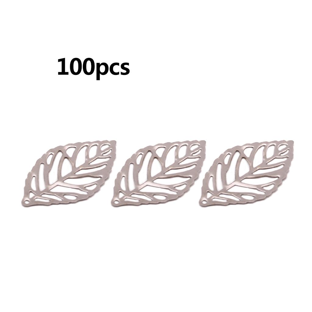 100Pcs Leaf Bezel Hollow Bronze Gold Silver Charms Pendant UV Resin Crafts Blank