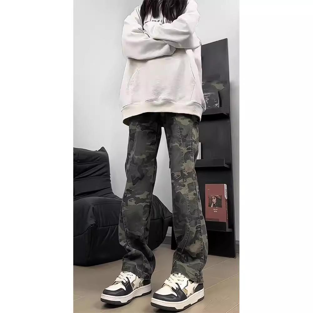 

Men s Retro High-Street Camouflage Lumberjack Pants - Spring & Autumn Workwear Jeans OOTD. L камуфляжний