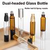 10Ml Double-Headed Perfume Glass Bottle Rolling And Mist Spray Aluminum Nozzle Glass Bottles Refillable Empty Fragrance Atomizer
