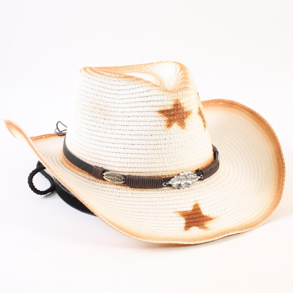 Popular Western Cowboy Straw Hat Men's and Women's Fashion Shade Straw Hat Classic Outdoor Western Cowboy Hat