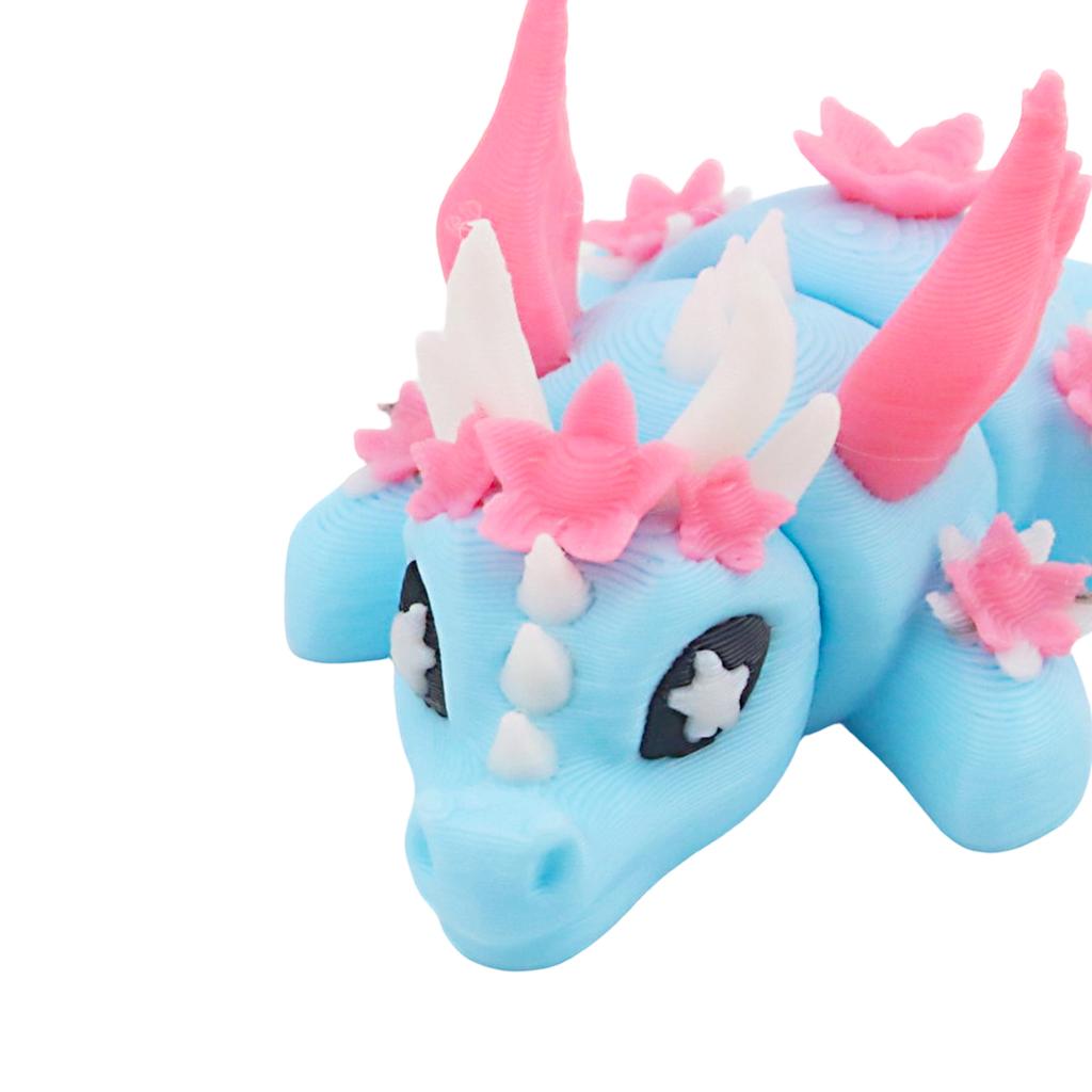 3D Printed Colorful Flower Dragon, Mini Miniature Dragon Model, Desktop Decoration, Home Collectible Gift