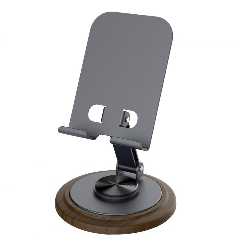 Best-Selling Foldable Rotatable Desktop Phone Holder for Multifunctional Use, Ideal for Douyin Live Streaming, Walnut Metal Design