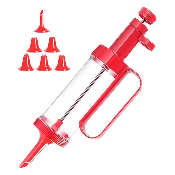 Pistol de decorare tort, set de glazură pentru brioșe, set de accesorii pentru decorarea torturilor din plastic cu 6 vârfuri de decorare pentru tort, fursecuri