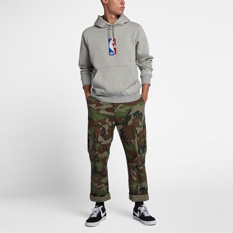 Nike X NBA Sweatshirts Men's Gray Hooded Moderate Regular 938413-063