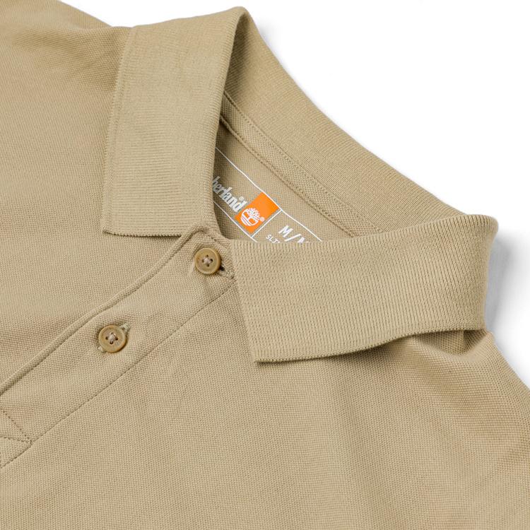 Timberland Cotton Breathable Embroidered Logo Short Sleeve Polo Shirt Men polo shirts Licorice-Yellow A69Z7DH4