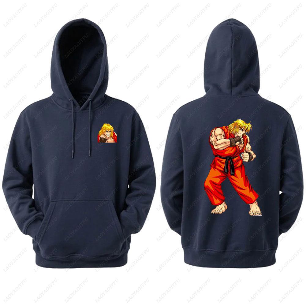 

Street Fighter Men s Hoodie Anime Game Print Casual Long-sleeved Sweatshirt Double-sided Streetwear for Autumn ropa de hombre S