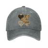 Gold Leopard Striped Heart Wall Decor Washed Baseball Cap Outdoor For Womens Unisex FeUnisex