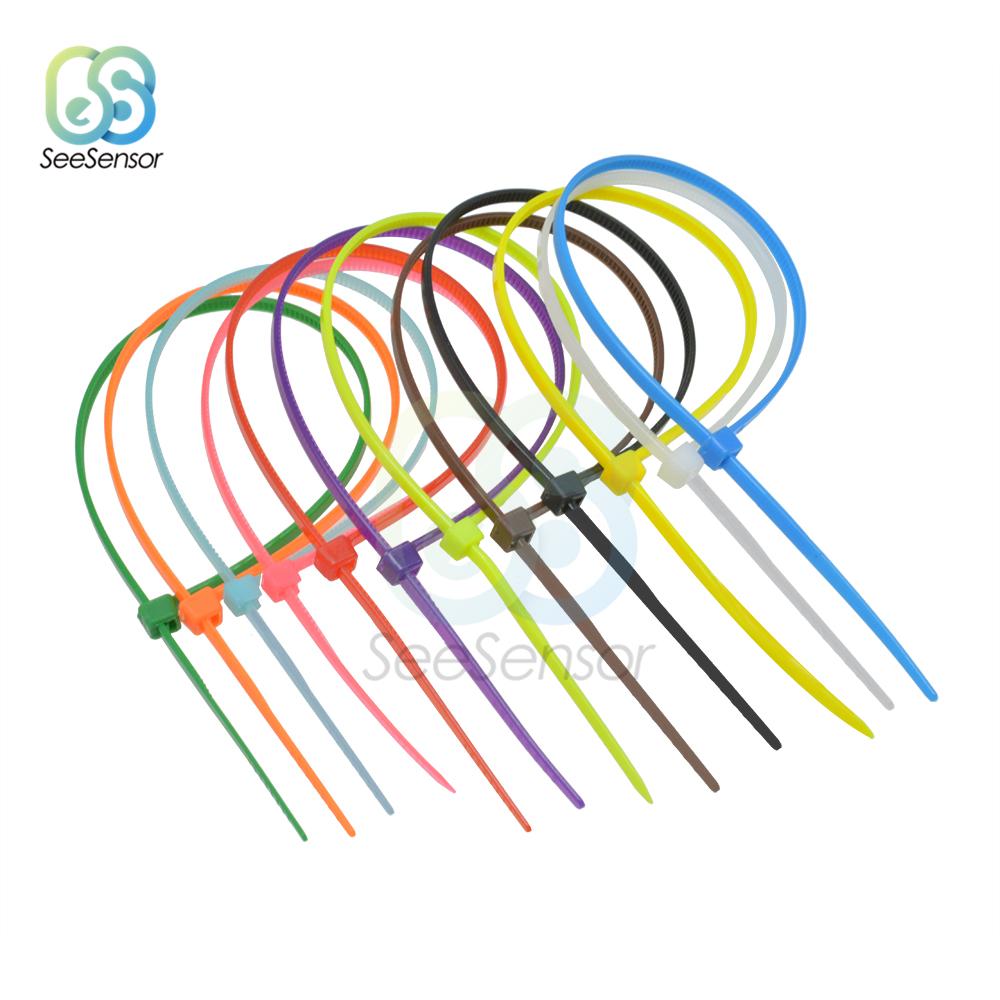 100pcs 200mm Self-locking Nylon Cable Ties 8 Inch 12 Color Plastic Wire Zip Tie 18 Lbs Binding Wrap Straps