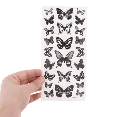 Autocollant de tatouage temporaire imperméable, 1 feuille, faux tatouage papillon 3D, Art des bras et des jambes