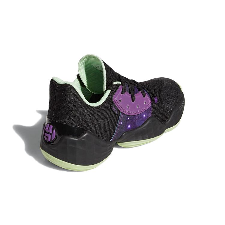 adidas Harden Vol. 4 J Breathable Low Top Children's Basketball Shoes Black Purple Teenagers FV3038