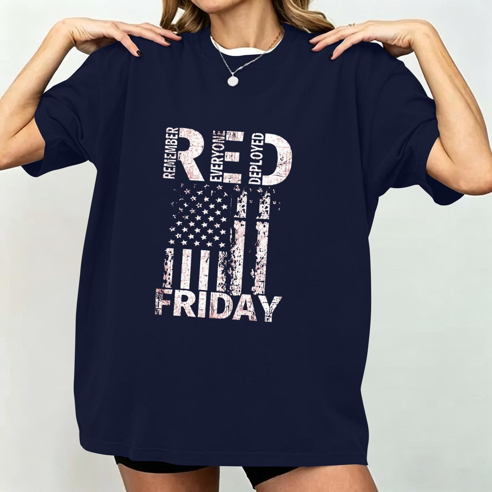 

Women s Casual Short Sleeve T Shirt Loose Fit Round Neck Letter Print Top Comfortable Daily Wear Lightweight Fabric Suitable for Various Occasions S тёмно-синий